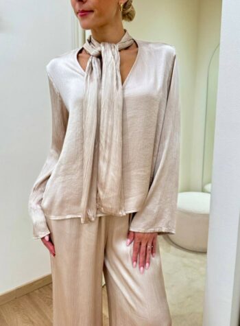 Shop Online Blusa goffrata in viscosa sabbia HaveOne