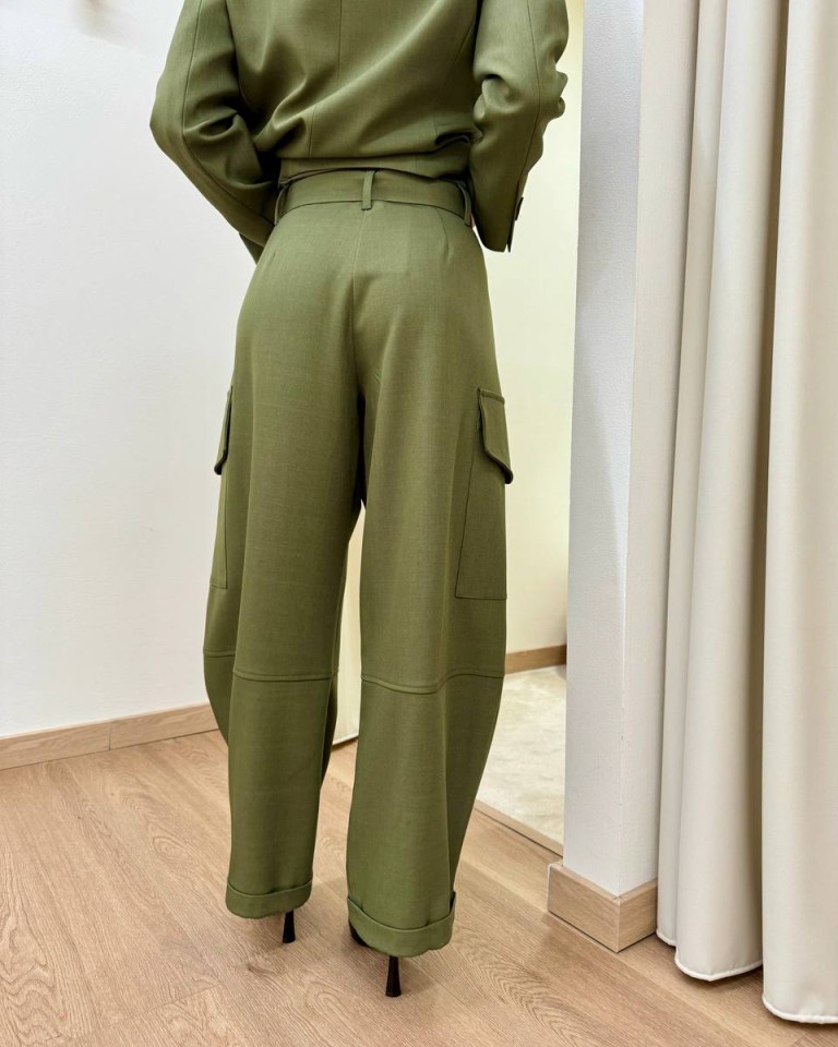 Pantalone balloon con tasconi verde militare HaveOne Shop Online Pantalone balloon con tasconi verde militare HaveOne