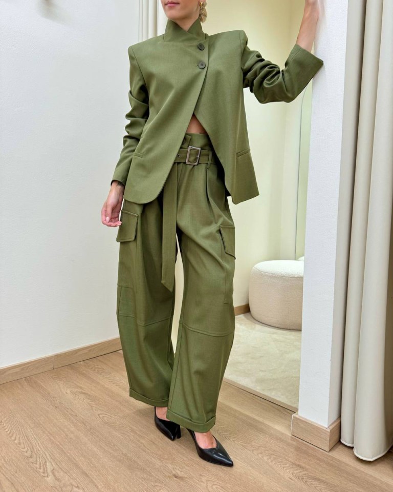 Pantalone balloon con tasconi verde militare HaveOne Shop Online Pantalone balloon con tasconi verde militare HaveOne