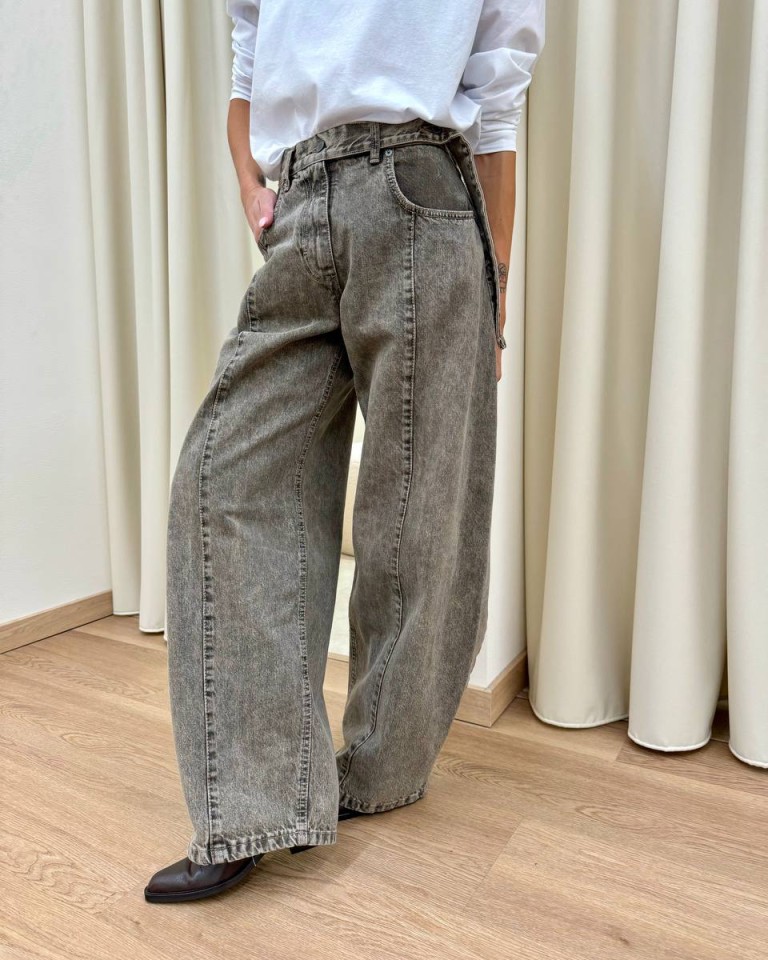Jeans Rod balloon con laccio sfumato tortora Souvenir Shop Online Jeans Rod balloon con laccio sfumato tortora Souvenir
