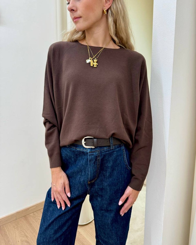 Maglia over girocollo moka Kontatto Shop Online Maglia over girocollo moka Kontatto