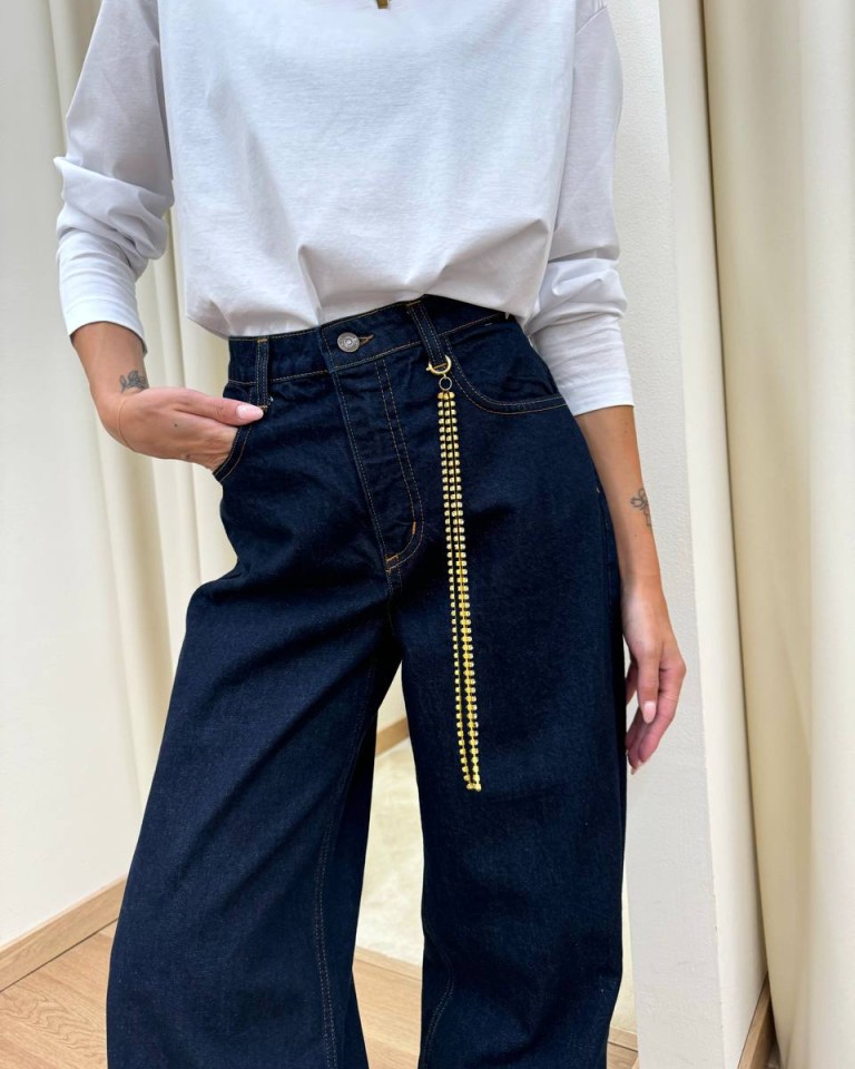 Jeans maxi risvolto blu scuro Souvenir Shop Online Jeans maxi risvolto blu scuro Souvenir