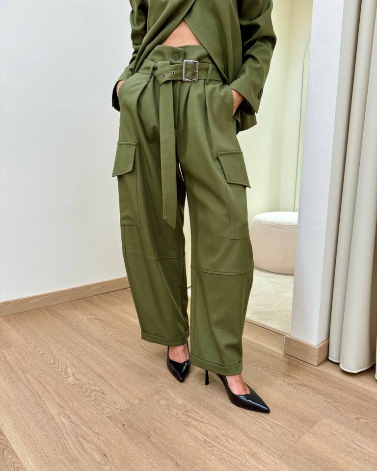 Pantalone balloon con tasconi verde militare HaveOne Shop Online Pantalone balloon con tasconi verde militare HaveOne