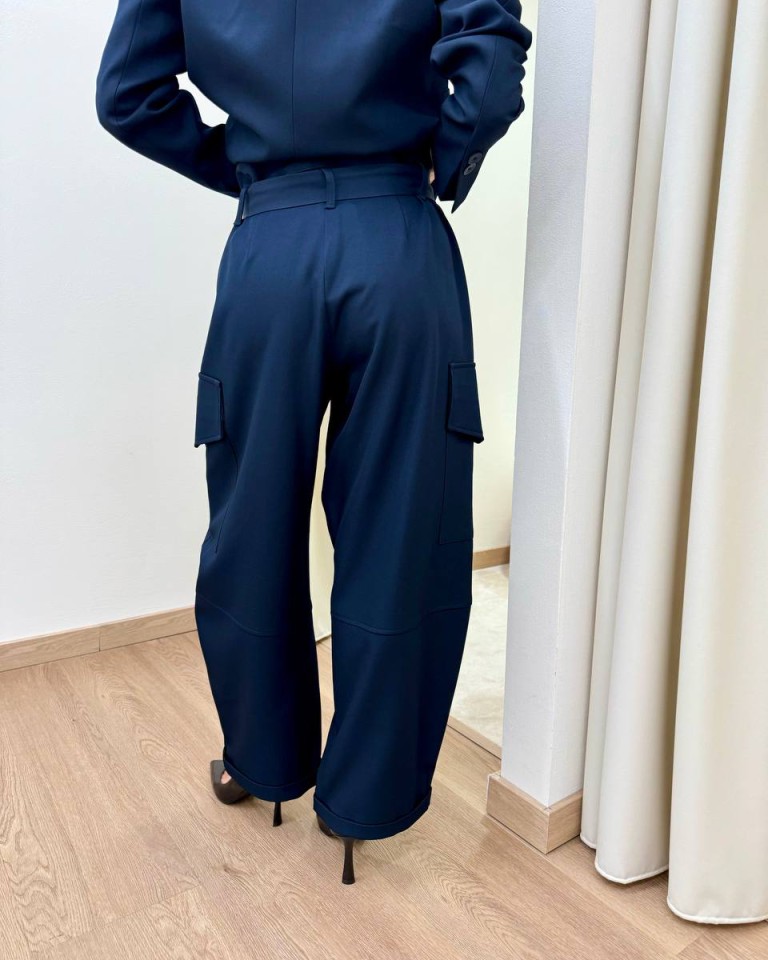 Pantalone balloon con tasconi blu scuro HaveOne Shop Online Pantalone balloon con tasconi blu scuro HaveOne