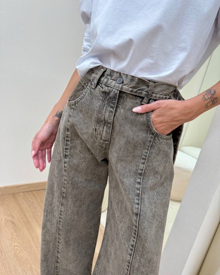 Jeans Rod balloon con laccio sfumato tortora Souvenir Shop Online Jeans Rod balloon con laccio sfumato tortora Souvenir