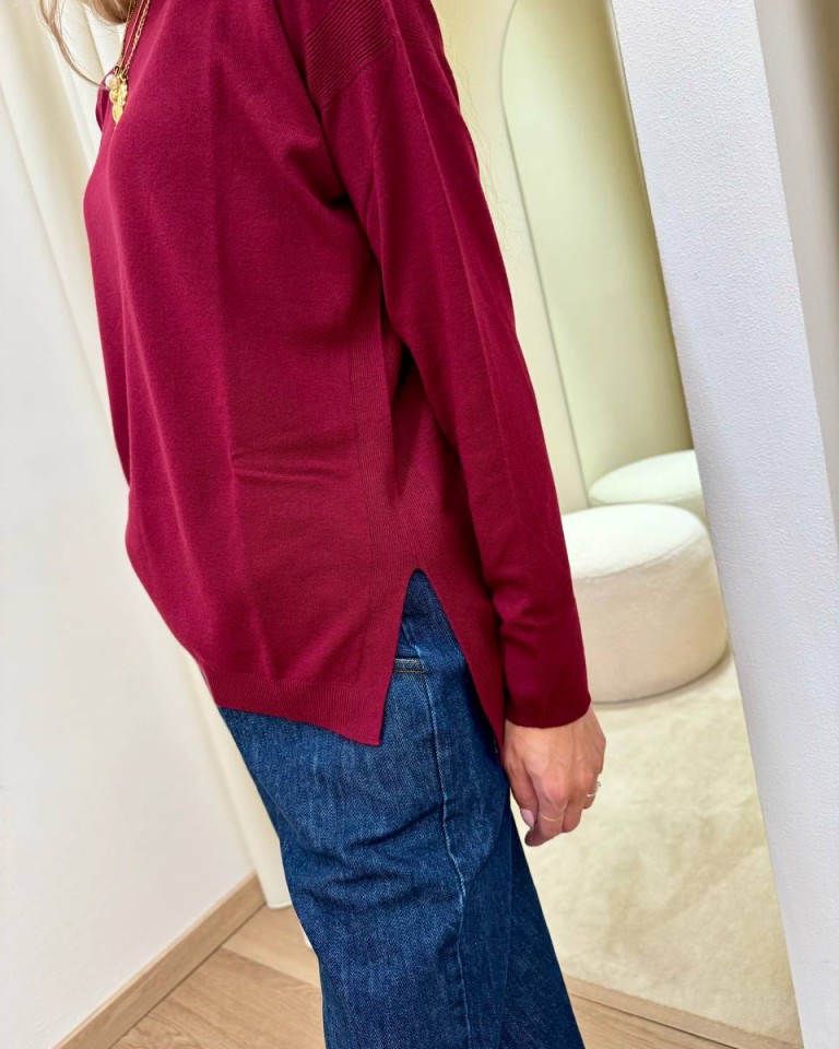 Maglia scatoletta spacchetti laterali marsala Kontatto Shop Online Maglia scatoletta spacchetti laterali marsala Kontatto