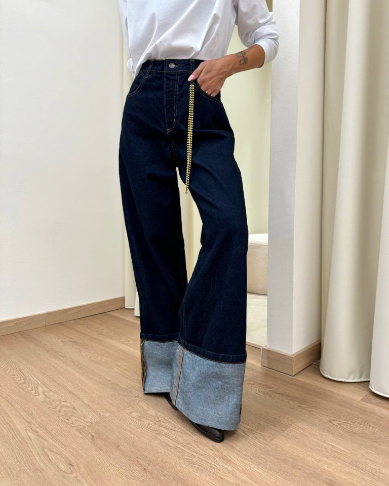 Jeans maxi risvolto blu scuro Souvenir Shop Online Jeans maxi risvolto blu scuro Souvenir