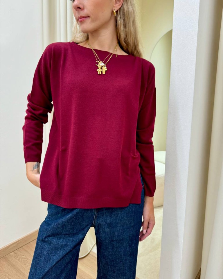 Maglia scatoletta spacchetti laterali marsala Kontatto Shop Online Maglia scatoletta spacchetti laterali marsala Kontatto