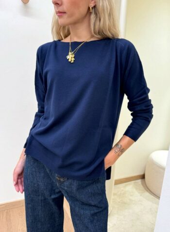 Shop Online Maglia scatoletta spacchetti laterali blu navy Kontatto
