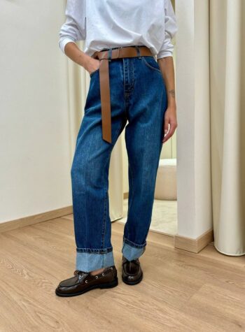 Shop Online Jeans Mandy blu con cintura HaveOne