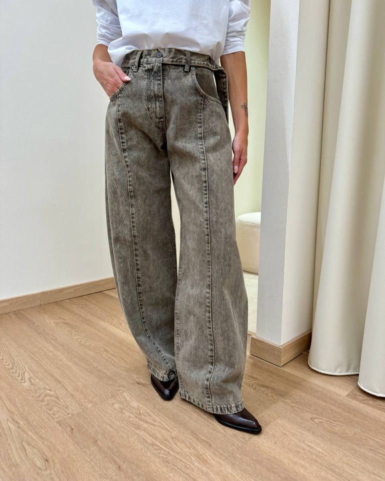 Jeans Rod balloon con laccio sfumato tortora Souvenir Shop Online Jeans Rod balloon con laccio sfumato tortora Souvenir