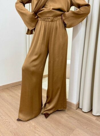 Shop Online Pantalone goffrato in viscosa cammello HaveOne