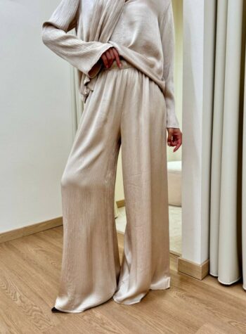 Shop Online Pantalone goffrato in viscosa sabbia HaveOne