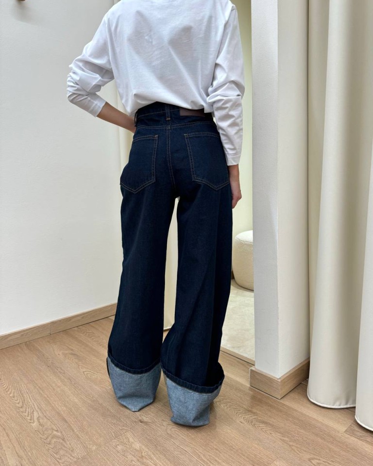 Jeans maxi risvolto blu scuro Souvenir Shop Online Jeans maxi risvolto blu scuro Souvenir