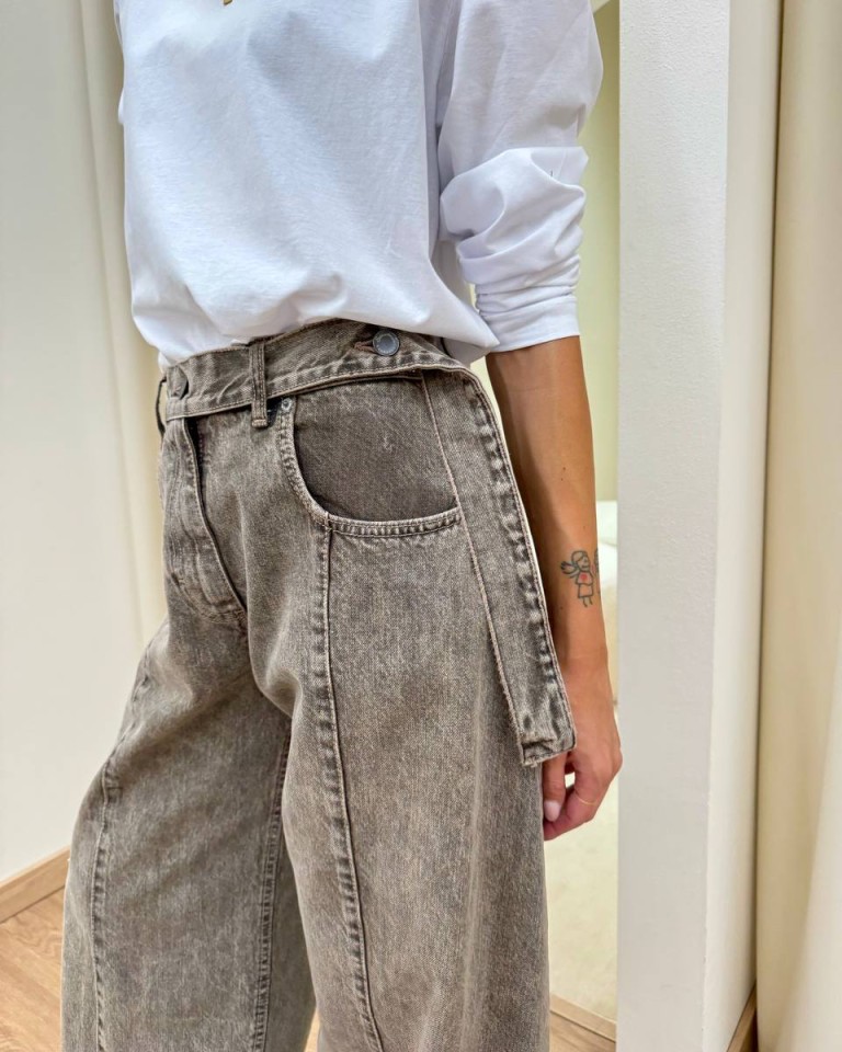Jeans Rod balloon con laccio sfumato tortora Souvenir Shop Online Jeans Rod balloon con laccio sfumato tortora Souvenir
