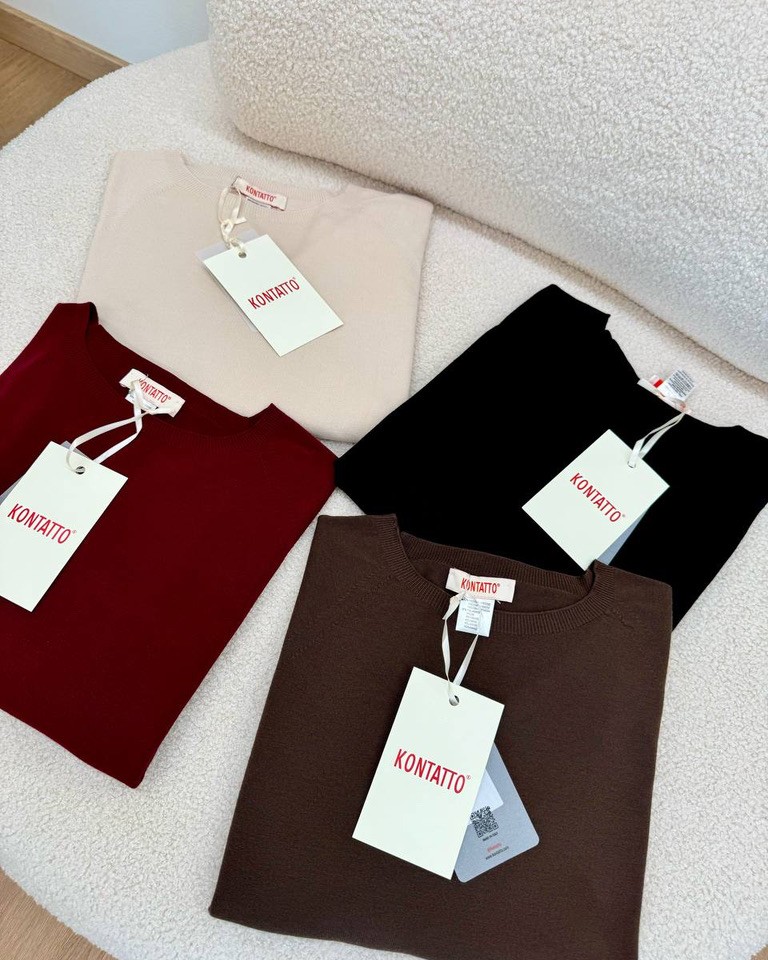 Maglia over girocollo talco Kontatto Shop Online Maglia over girocollo talco Kontatto