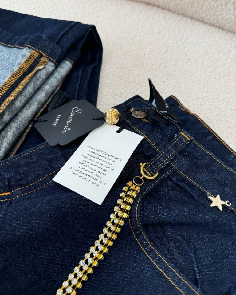 Jeans maxi risvolto blu scuro Souvenir Shop Online Jeans maxi risvolto blu scuro Souvenir