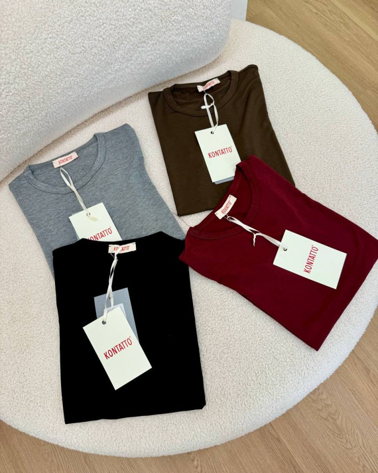 T-shirt basic aderente moka Kontatto Shop Online T-shirt basic aderente moka Kontatto