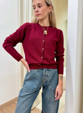 Shop Online Cardigan in maglia rasata marsala Kontatto