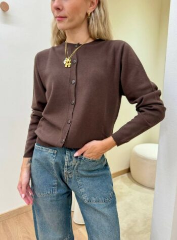 Shop Online Cardigan in maglia rasata moka Kontatto