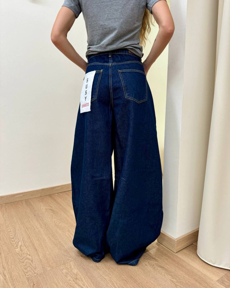 Jeans Susy balloon blu scuro Kontatto Shop Online Jeans Susy balloon blu scuro Kontatto