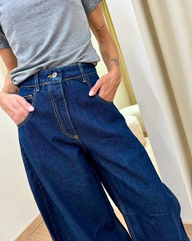 Jeans Susy balloon blu scuro Kontatto Shop Online Jeans Susy balloon blu scuro Kontatto