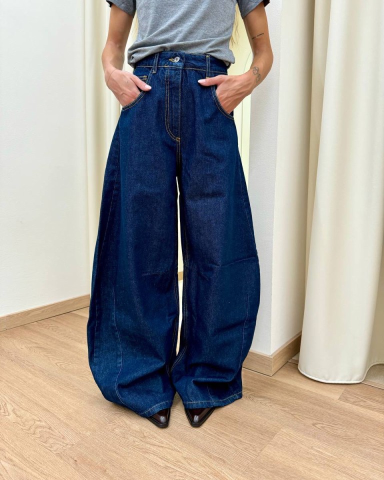 Jeans Susy balloon blu scuro Kontatto Shop Online Jeans Susy balloon blu scuro Kontatto