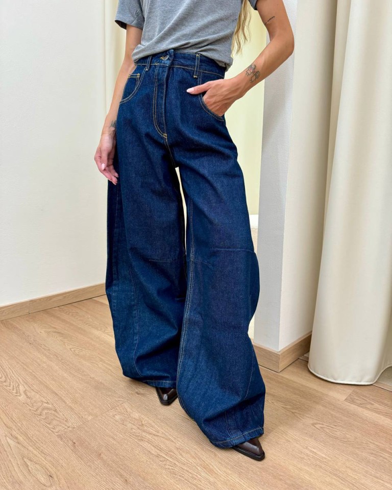 Jeans Susy balloon blu scuro Kontatto Shop Online Jeans Susy balloon blu scuro Kontatto