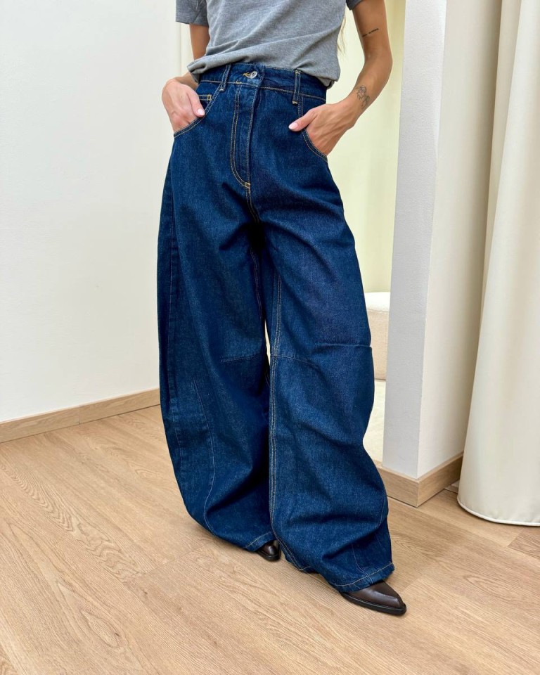 Jeans Susy balloon blu scuro Kontatto Shop Online Jeans Susy balloon blu scuro Kontatto