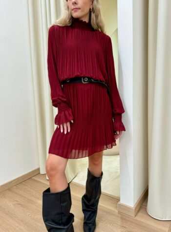 Shop Online Vestito plisse marsala con cintura Kontatto