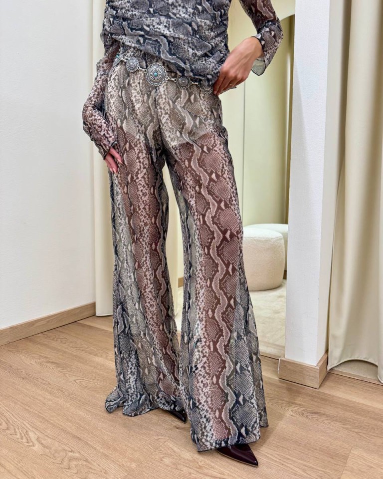 Pantalone a zampa fantasia pitonata HaveOne Shop Online Pantalone a zampa fantasia pitonata HaveOne