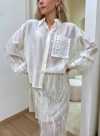 Shop Online Camicia burro taschino ricamato paillettes Tensione In