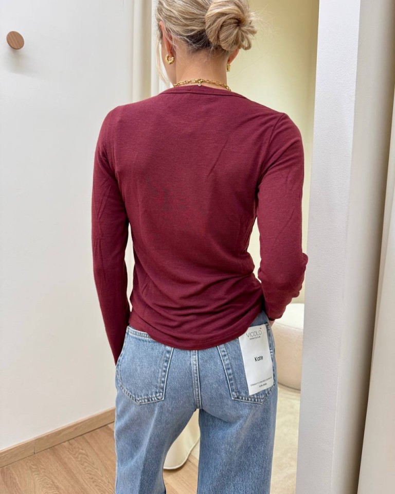 Maglia basic aderente girocollo marsala Kontatto Shop Online Maglia basic aderente girocollo marsala Kontatto
