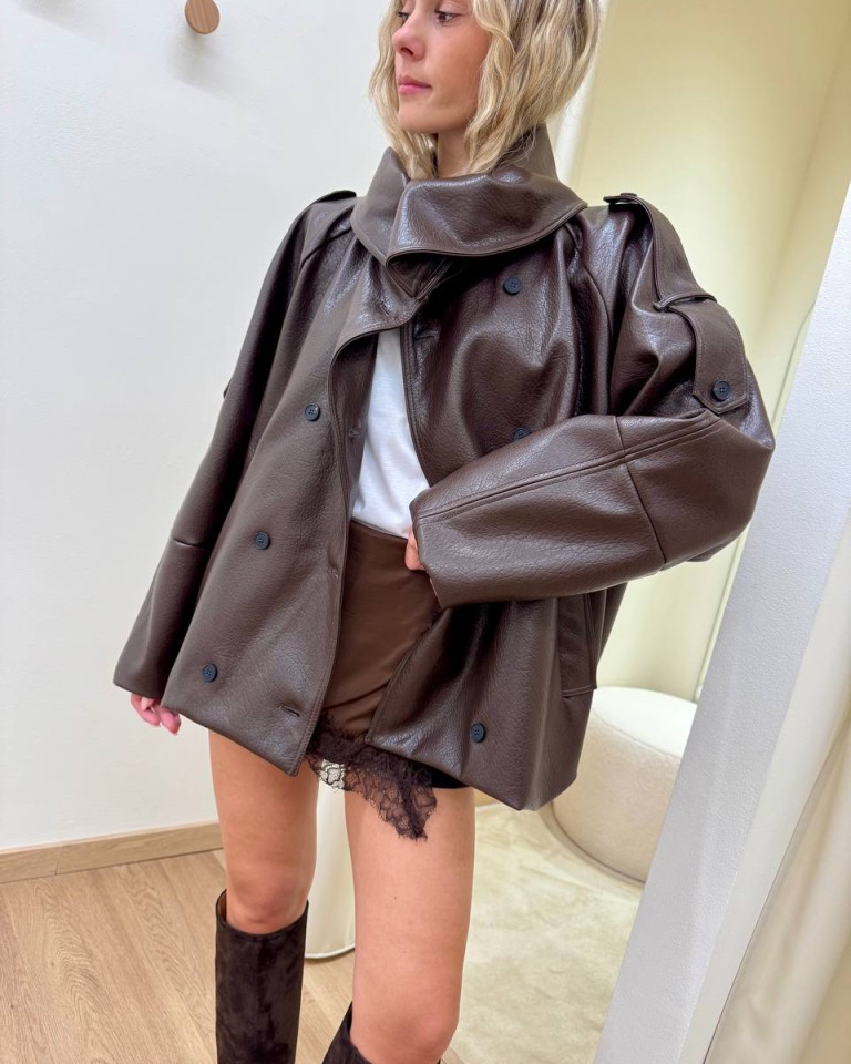 Bomber over maxi collo ecopelle moro HaveOne Shop Online Bomber over maxi collo ecopelle moro HaveOne