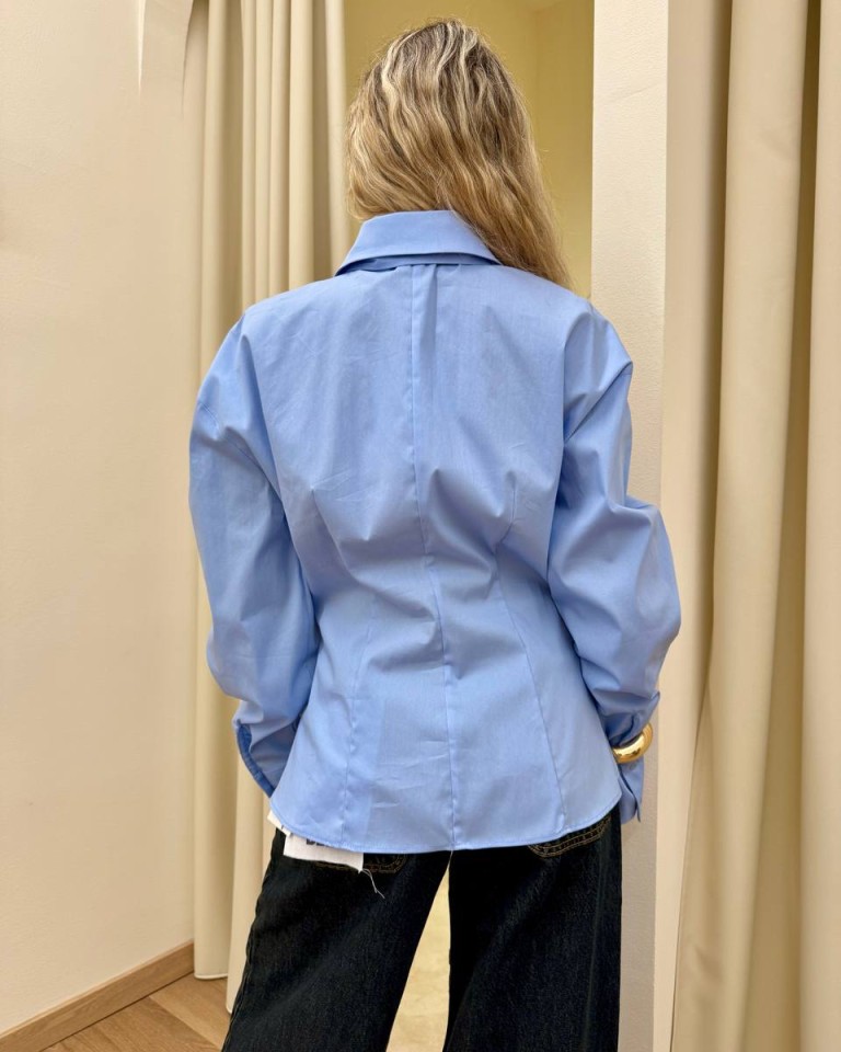 Camicia aderente con cravatta celeste HaveOne Shop Online Camicia aderente con cravatta celeste HaveOne