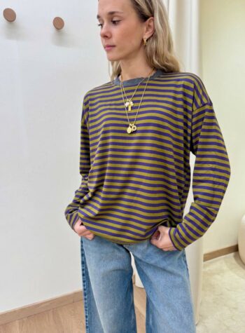 Shop Online Maglia scatoletta righe viola e olio HaveOne