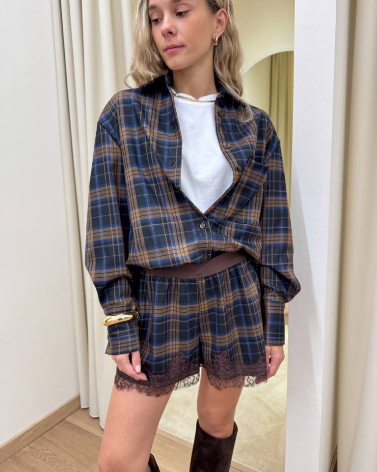 Camicia check blu e moro HaveOne Shop Online Camicia check blu e moro HaveOne