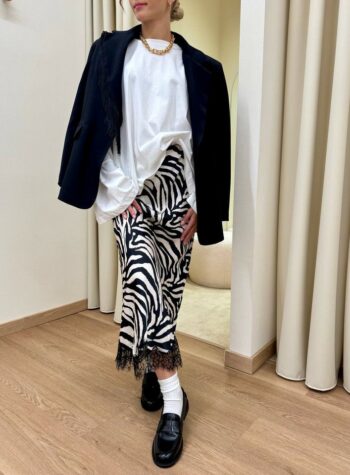 Shop Online Longuette ZEBRA panna e nera con pizzo Tensione In