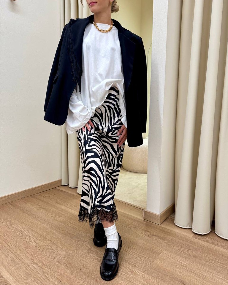 Longuette ZEBRA panna e nera con pizzo Tensione In Shop Online Longuette ZEBRA panna e nera con pizzo Tensione In