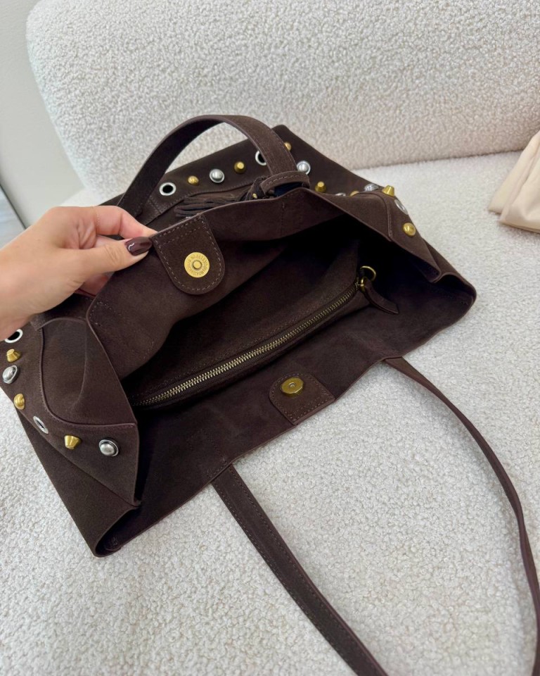 Borsa Calida pelle scamosciata e borchie moro Vicolo Shop Online Borsa Calida pelle scamosciata e borchie moro Vicolo
