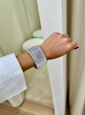Shop Online Bracciale a fascia con fili metallici argento