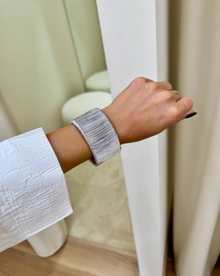 Bracciale a fascia con fili metallici argento Shop Online Bracciale a fascia con fili metallici argento