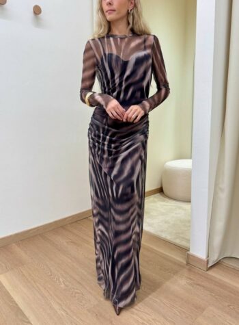 Shop Online Vestito drappeggiato fantasia zebrata moro HaveOne