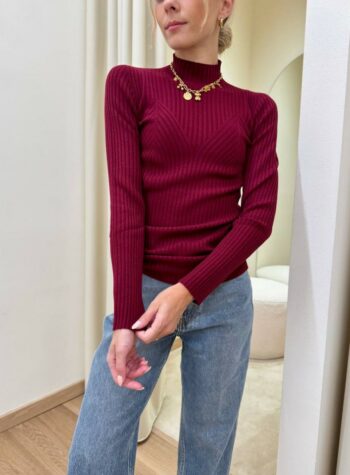 Shop Online Lupetto a coste dettaglio petto marsala Kontatto