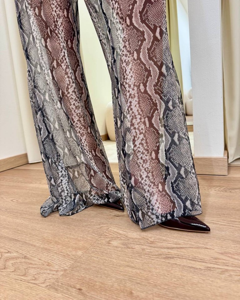 Pantalone a zampa fantasia pitonata HaveOne Shop Online Pantalone a zampa fantasia pitonata HaveOne
