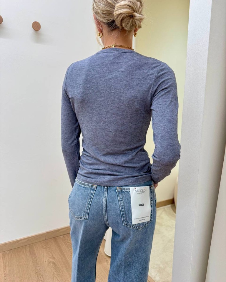 Maglia basic aderente girocollo grigio mélange Kontatto Shop Online Maglia basic aderente girocollo grigio mélange Kontatto