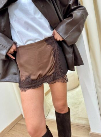 Shop Online Shorts inserto pizzo asimmetrico moro HaveOne