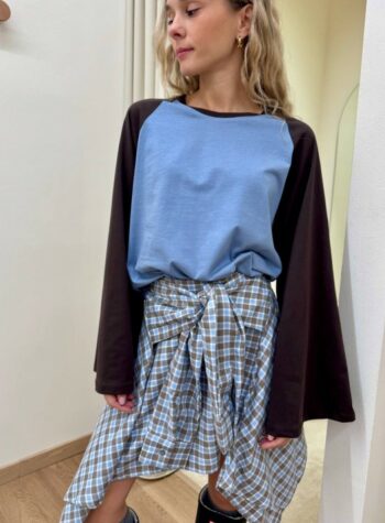 Shop Online Maglia bicolore manica ampia moro e polvere Vicolo