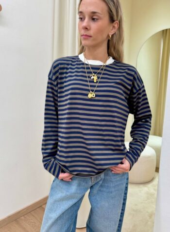 Shop Online Maglia scatoletta righe blu e militare HaveOne