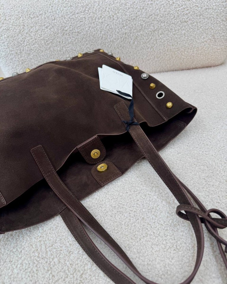 Borsa Calida pelle scamosciata e borchie moro Vicolo Shop Online Borsa Calida pelle scamosciata e borchie moro Vicolo